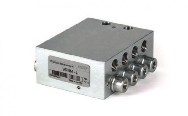 Progressivverteiler VPBM-4 mit 8 Schmieranschlüssen